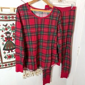 Old Navy Ralph Lauren Style Red Plaid Thermal Pajama Legging PJ Set Large/XL